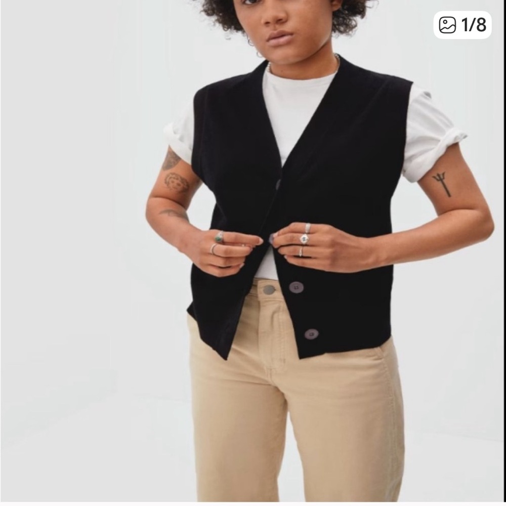 Everlane Cotton Merino Button Sweater Vest